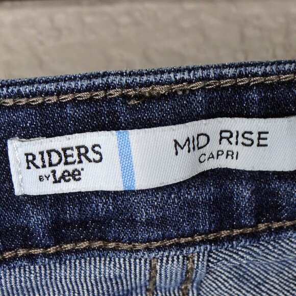 Riders by Lee Mid Rise Capri Jeans Dark Wash Denim Cropped Size 14 Style 1312569 - Picture 6 of 7
